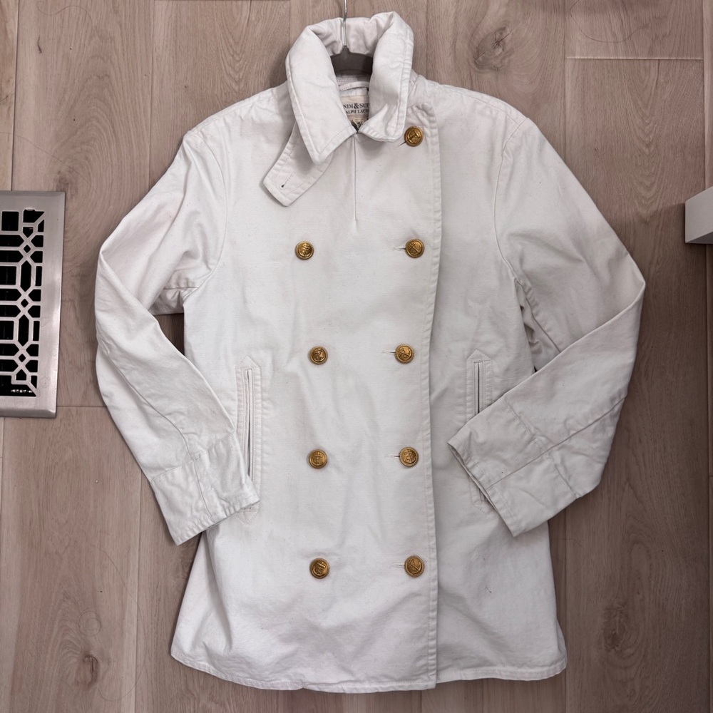 Ralph Lauren Denim & Supply Double-Breasted Cotton Canvas Trench w/ Gold Buttons